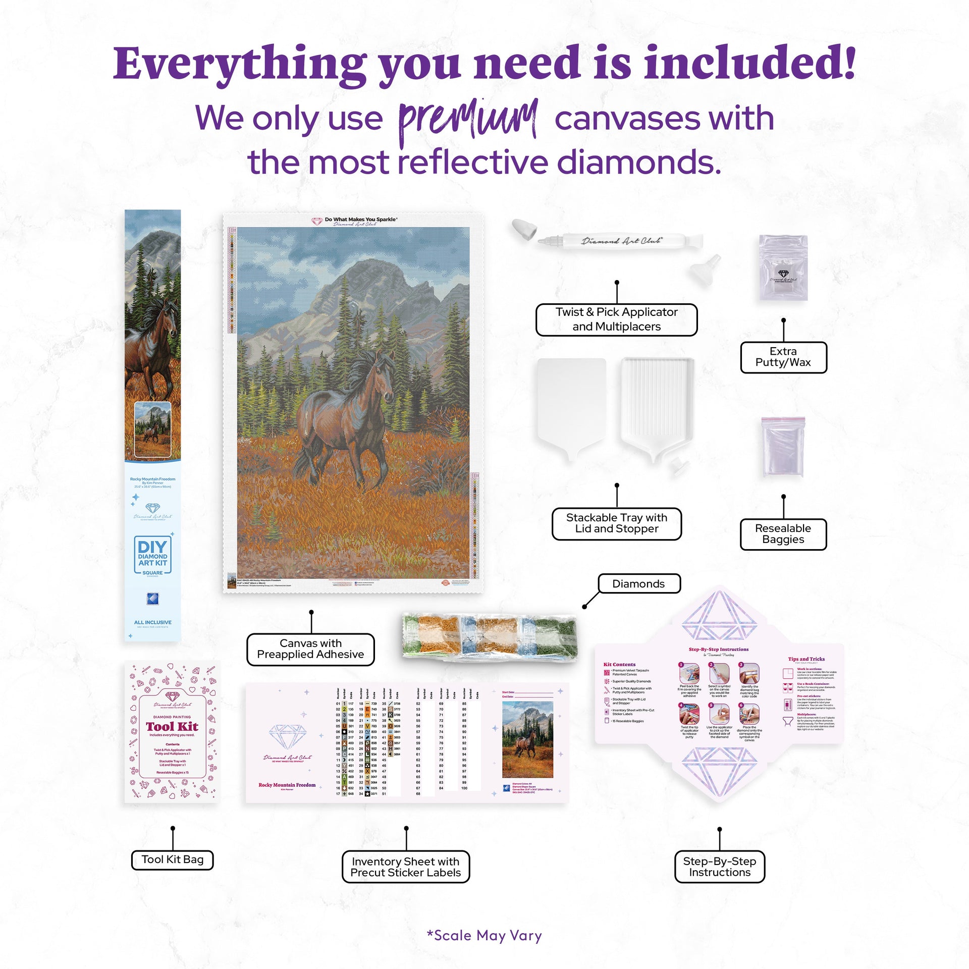 Diamond Painting Rocky Mountain Freedom 25.6" x 38.6" (65cm x 98cm) / Square with 44 Colors including 3 ABs / 102,573