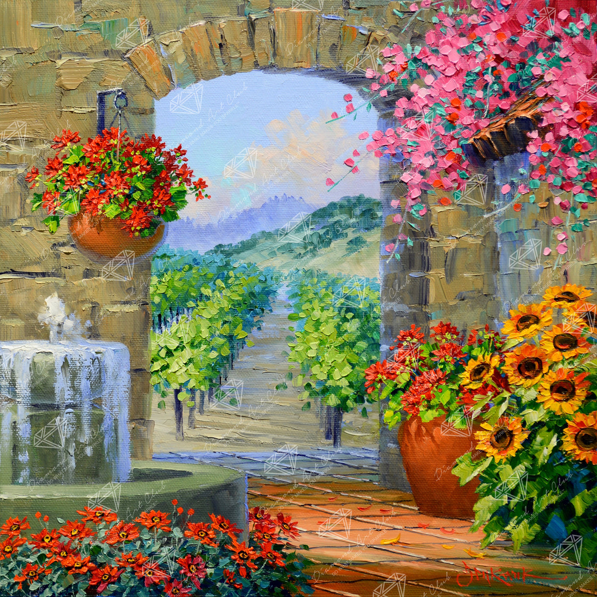 Diamond Painting Romance of the Vines 22" x 22" (55.6cm x 55.6cm) / Round With 71 Colors Including 2 ABs and 2 Fairy Dust Diamonds / 40,804