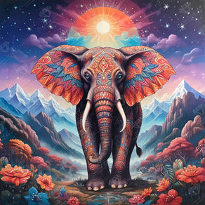 Diamond Painting Sacred Valley 27.6" x 27.6" (69.9cm x 69.9cm) / Square with 81 Colors including 3 ABs and 3 Fairy Dust Diamonds / 78,961