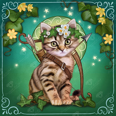 Diamond Painting Sagittarius Zodiac Kitten 17" x 17" (42.8cm x 42.8cm) / Square with 58 Colors including 1 AB and 1 Iridescent Diamond and 4 Fairy Dust Diamonds / 29,584