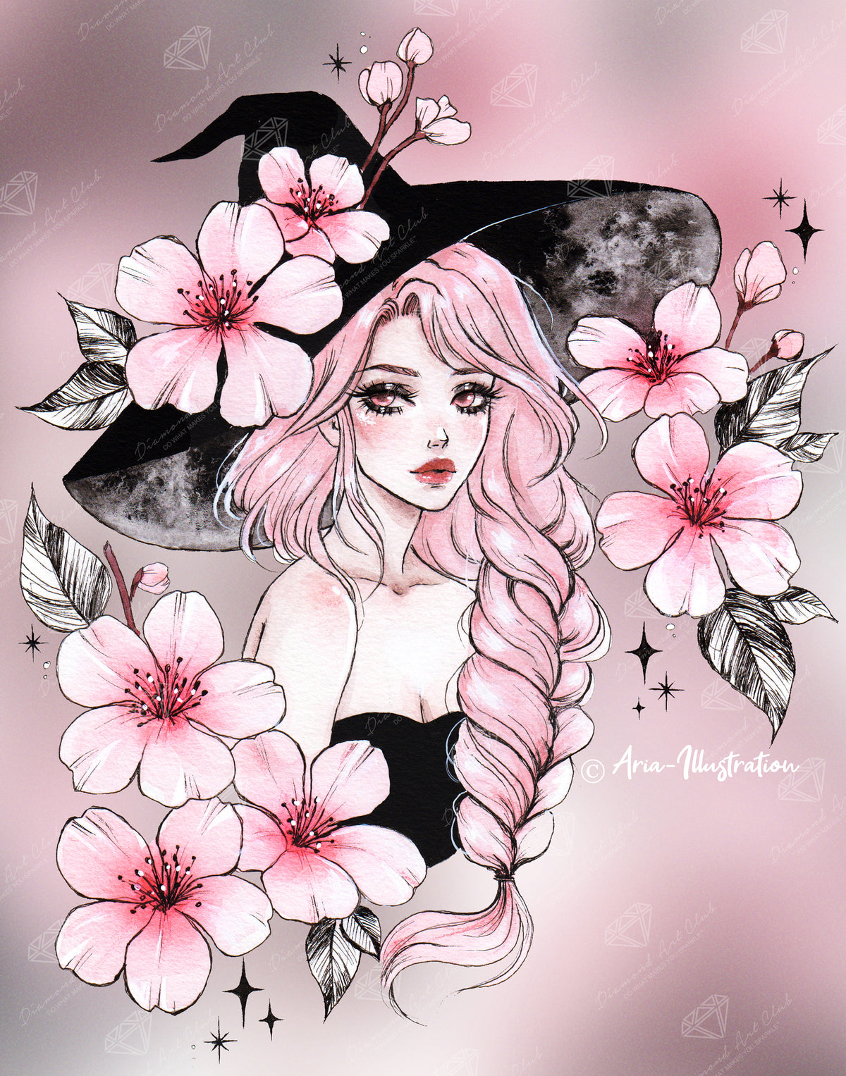 Diamond Painting Sakura Witch 22" x 28" (55.6cm x 70.7cm) / Round with 44 Colors including 2 Iridescent Diamonds and 2 Fairy Dust Diamonds / 51,914