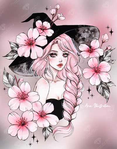 Diamond Painting Sakura Witch 22" x 28" (55.6cm x 70.7cm) / Round with 44 Colors including 2 Iridescent Diamonds and 2 Fairy Dust Diamonds / 51,914