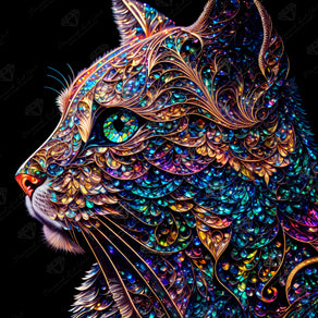 Diamond Painting Sam the Stained Glass Cat 27.6" x 27.6" (70cm x 70cm) / Square with 56 Colors including 5 ABs and 1 Fairy Dust Diamond / 78,961
