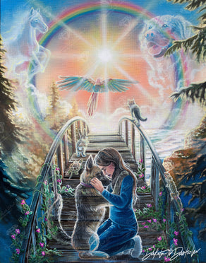 Diamond Painting Saying Goodbye (The Rainbow Bridge) 22" x 28" (55.6cm x 70.7cm) / Round with 89 Colors including 2 ABs and 6 Fairy Dust Diamonds / 51,914