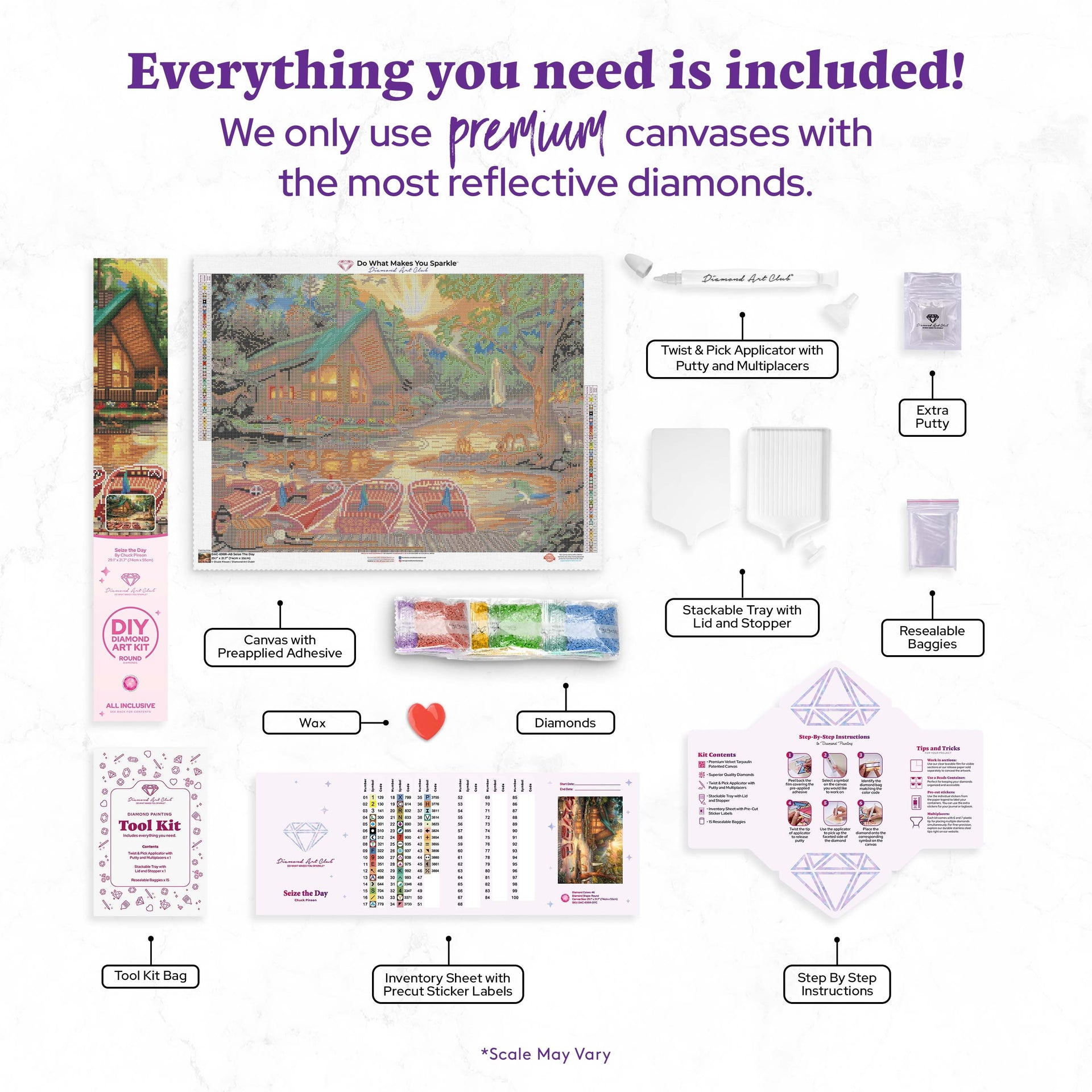 Diamond Painting Seize the Day 29.1″ x 21.7" (74cm x 55cm) / Round With 46 Colors Including 3 ABs / 56,964