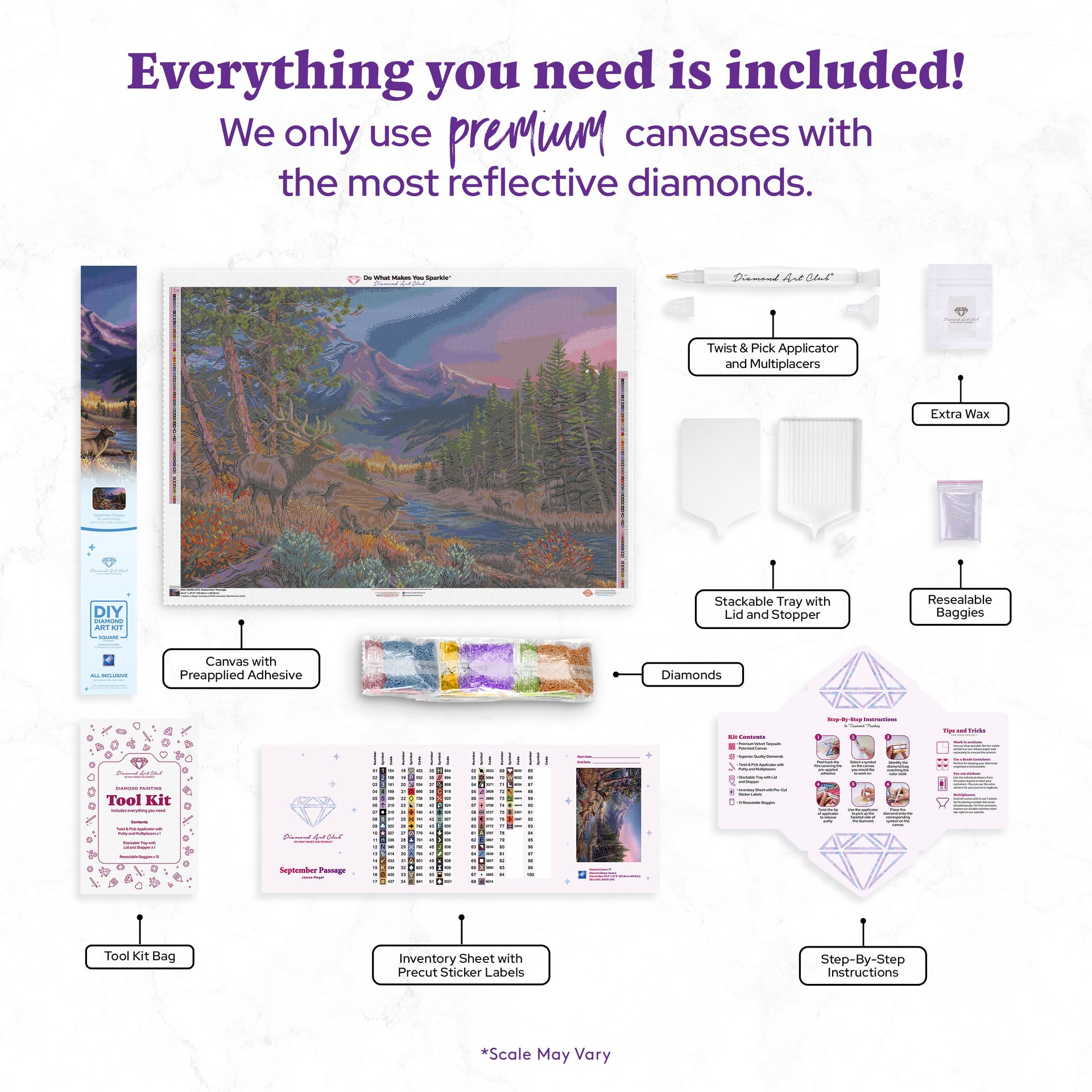 Diamond Painting September Passage 40.2" x 27.6" (101.8cm x 69.9cm) / Square with 77 Colors including 3 ABs and 3 Fairy Dust Diamonds / 114,929