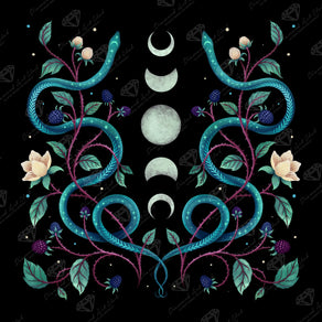Diamond Painting Serpent Moon 25.6" x 25.6" (65cm x 65cm) / Square with 40 Colors including 5 Fairy Dust Diamonds / 68,121