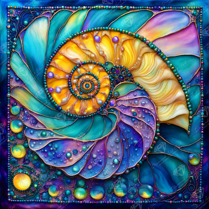 Diamond Painting Shell Mandala 25.6" x 25.6" (65cm x 65cm) / Square With 87 Colors Including 5 ABs and 1 Iridescent Diamond and 3 Fairy Dust Diamonds / 68,121