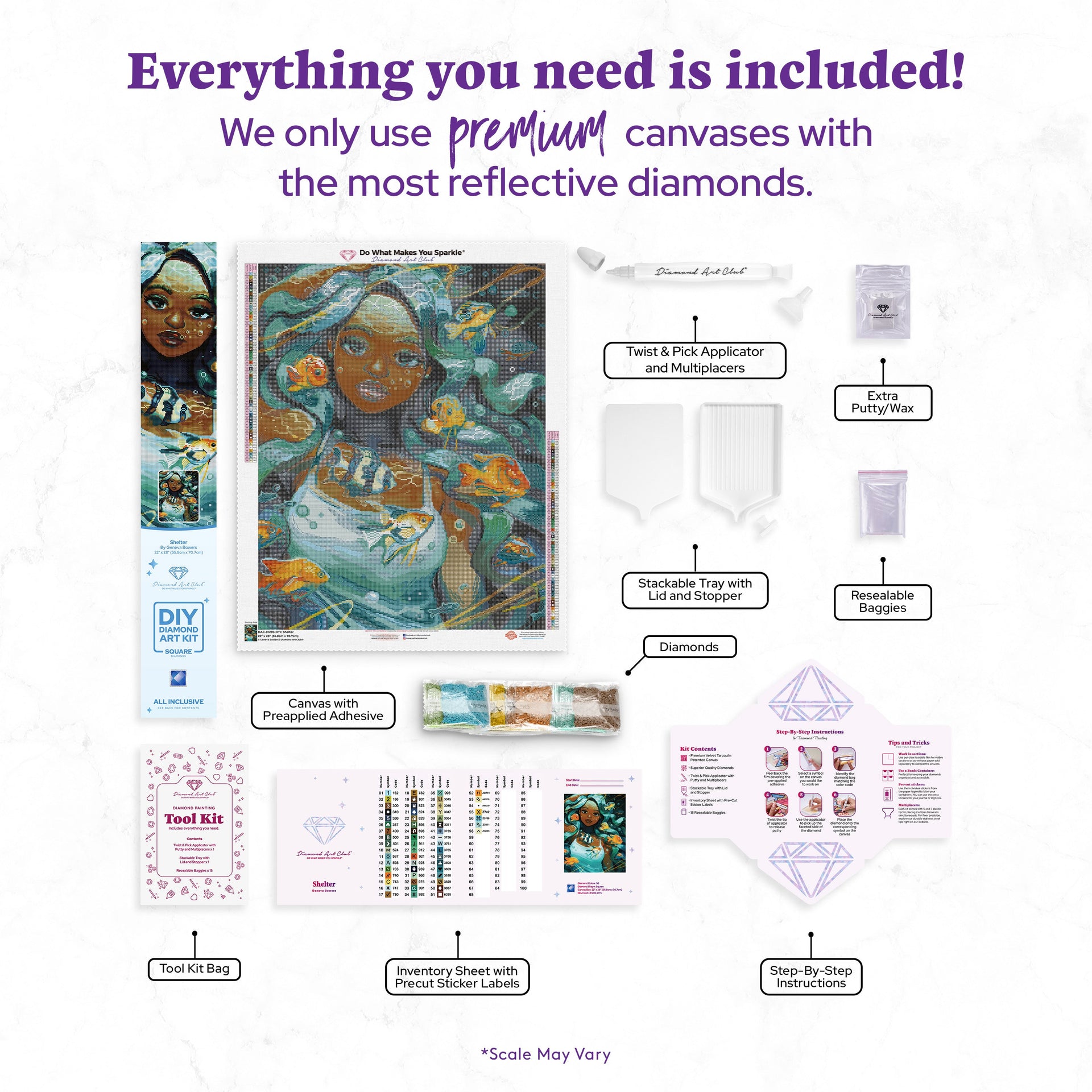 Diamond Painting Shelter 22" x 28" (55.8cm x 70.7cm) / Square with 58 Colors including 3 ABs and 4 Fairy Dust Diamonds / 63,616