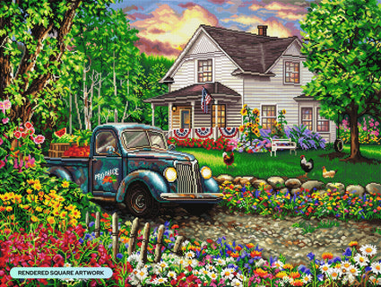 Diamond Painting Simpler Times 36.6" x 27.6" (93cm x 70cm) / Square with 80 Colors including 6 ABs and 3 Fairy Dust Diamonds / 104,813