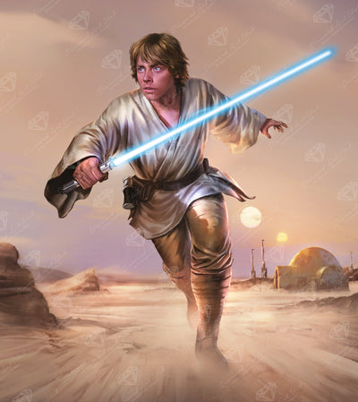 Diamond Painting Skywalker of Tatooine 25.6" x 28.7" (65cm x 72.9cm) / Square with 70 Colors including 1 AB and 1 iridescent Diamond and 2 Fairy Dust Diamonds / 76,473