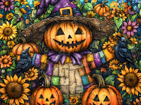 Diamond Painting Smiling Scarecrow 34.3" x 25.6" (86.9cm x 65cm) / Square with 55 Colors including 3 ABs and 3 Fairy Dust Diamonds / 91,089