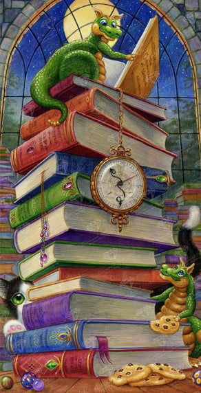 Diamond Painting So Many Books, So Little Time 22" x 43″ (56cm x 109cm) / Square with 53 Colors including 2 ABs / 95,693