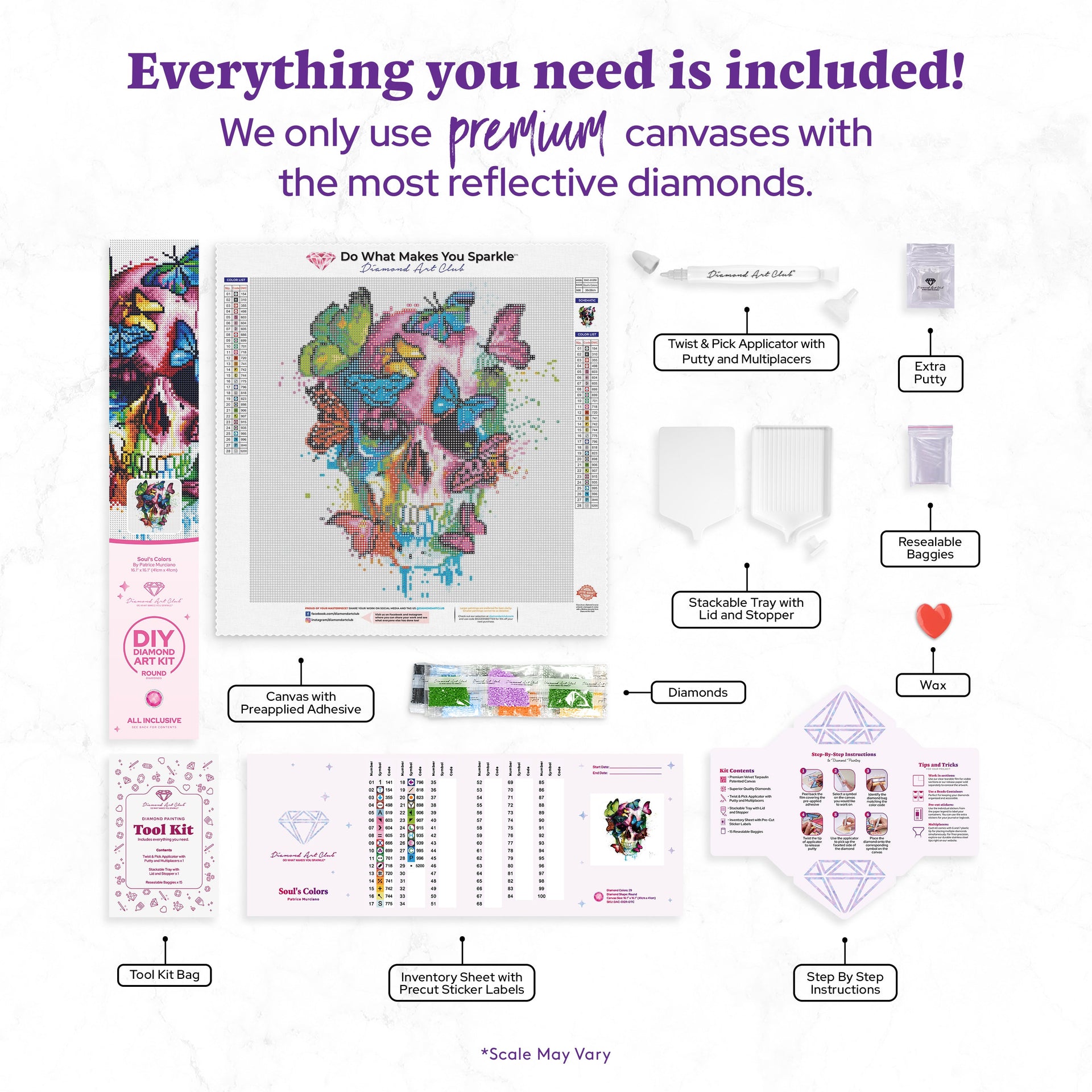 Diamond Painting Soul's Colors 16.1″ x 16.1″ (41cm x 41cm) / Round With 29 Colors Including 1 AB / 21,025