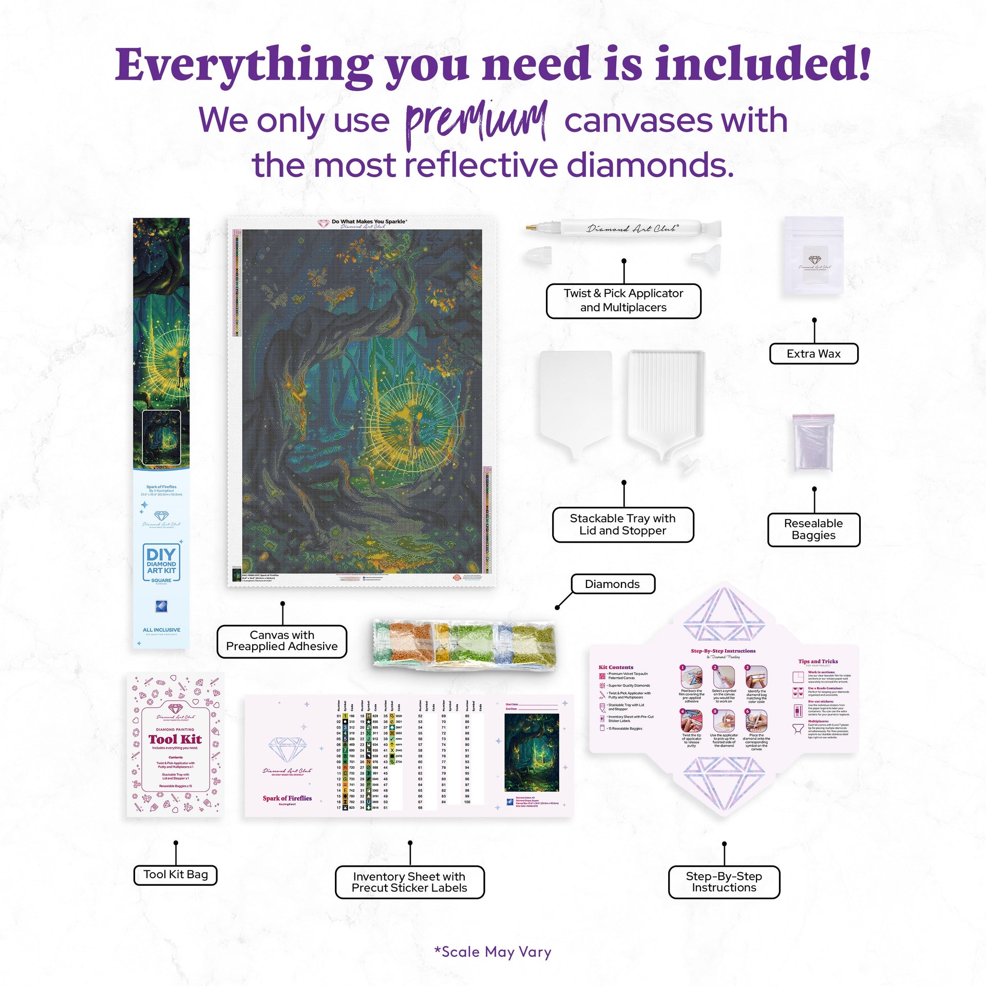 Diamond Painting Spark of Fireflies 25.6" x 36.6" (65cm x 92.8cm) / Square with 43 Colors Including 2 ABs and 3 Fairy Dust Diamonds / 97,353