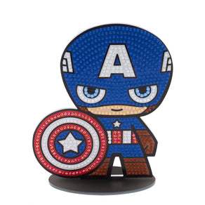 Diamond Painting Sparkle Pals™ - Captain America 5.6" x 4.5" (14.3cm x 11.5cm) / Round with 7 Colors Including 2 ABs and 1 Fairy Dust Diamond / 731