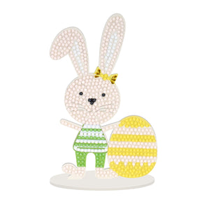 Diamond Painting Sparkle Scenes - Easter Bunny 5.5" x 3.5" x 1.9" (14cm x 9cm x 5cm) / Round with 6 Colors Including 3 Fairy Dust Diamonds and 1 Special Diamond / 622