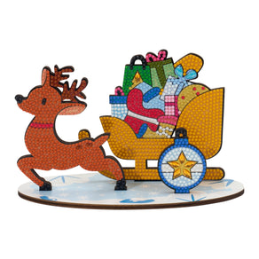 Diamond Painting Sparkle Scenes - Loaded Sleigh 7.9" x 3.9" x 4.9" (20cm x 10cm x 12.5cm) / Round With 19 Colors Including 2 Special Diamonds and 2 Fairy Dust Diamonds / 1,558