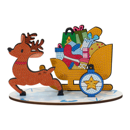 Diamond Painting Sparkle Scenes - Loaded Sleigh 7.9" x 3.9" x 4.9" (20cm x 10cm x 12.5cm) / Round With 19 Colors Including 2 Special Diamonds and 2 Fairy Dust Diamonds / 1,558