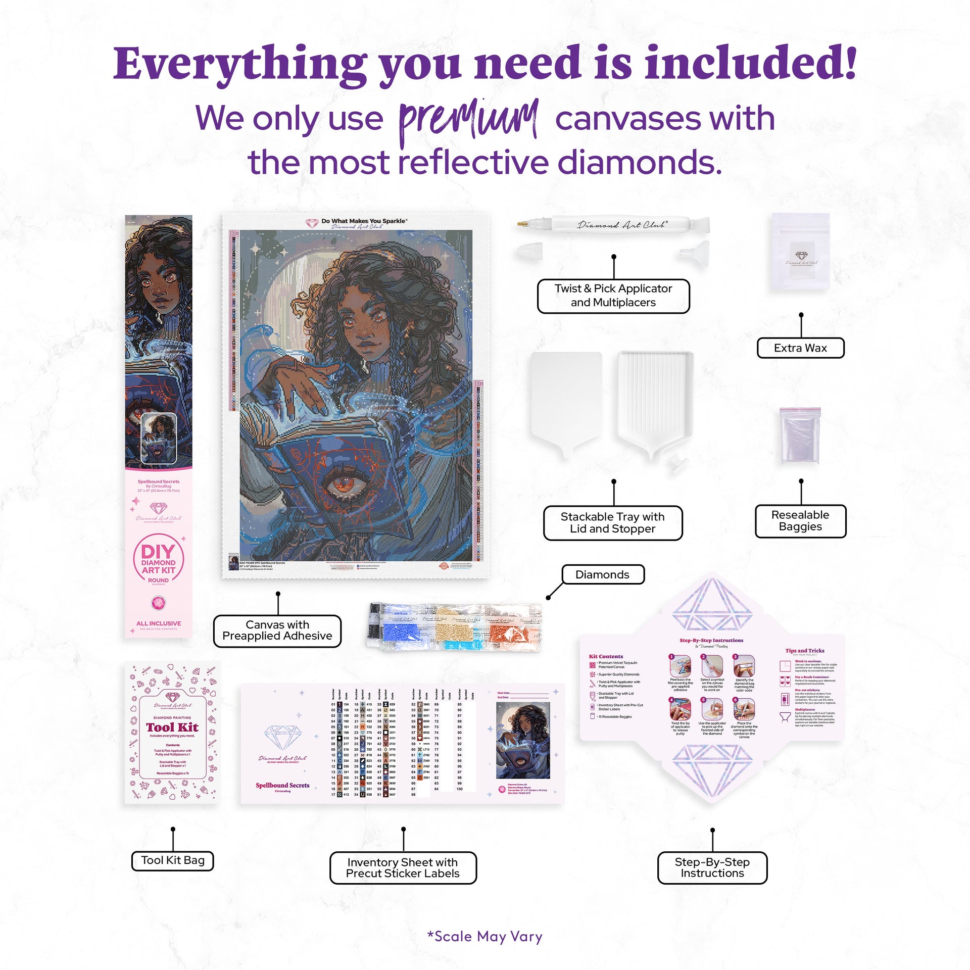 Diamond Painting Spellbound Secrets 22" x 31" (55.6cm x 78.7cm) / Round with 65 Colors including 2 ABs and 1 Iridescent Diamond and 5 Fairy Dust Diamonds / 57,772