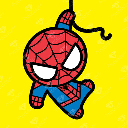 Diamond Painting Spider-Man 9" x 9" (22.8cm x 22.8cm) / Round with 5 Colors including 1 Iridescent Diamond and 1 Fairy Dust Diamond / 6,889