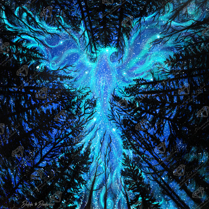 Diamond Painting Spirit of the Phoenix 25.6" x 25.6" (65cm x 65cm) / Square with 16 Colors including 2 ABs and 1 Special Diamond and 2 Fairy Dust Diamonds / 68,121