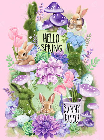 Diamond Painting Spring Bunny Bounty 25.6" x 34.3" (65.0cm x 86.9cm) / Square with 64 Colors including 2 ABs and 1 Iridescent Diamond and 3 Fairy Dust Diamonds / 91,089