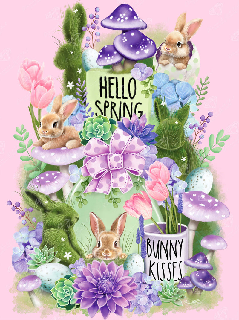 Diamond Painting Spring Bunny Bounty 25.6" x 34.3" (65.0cm x 86.9cm) / Square with 64 Colors including 2 ABs and 1 Iridescent Diamond and 3 Fairy Dust Diamonds / 91,089