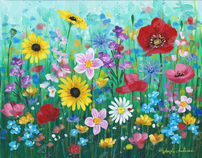 Diamond Painting Spring Summer Wildflowers 28" x 22" (70.7cm x 55.6cm) / Round with 80 Colors including 5 Fairy Dust Diamonds / 51,914