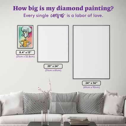 Diamond Painting Squidward 8.4" x 13" (21cm x 32.8cm) / Round With 27 Colors including 1 AB Diamonds / 8,775