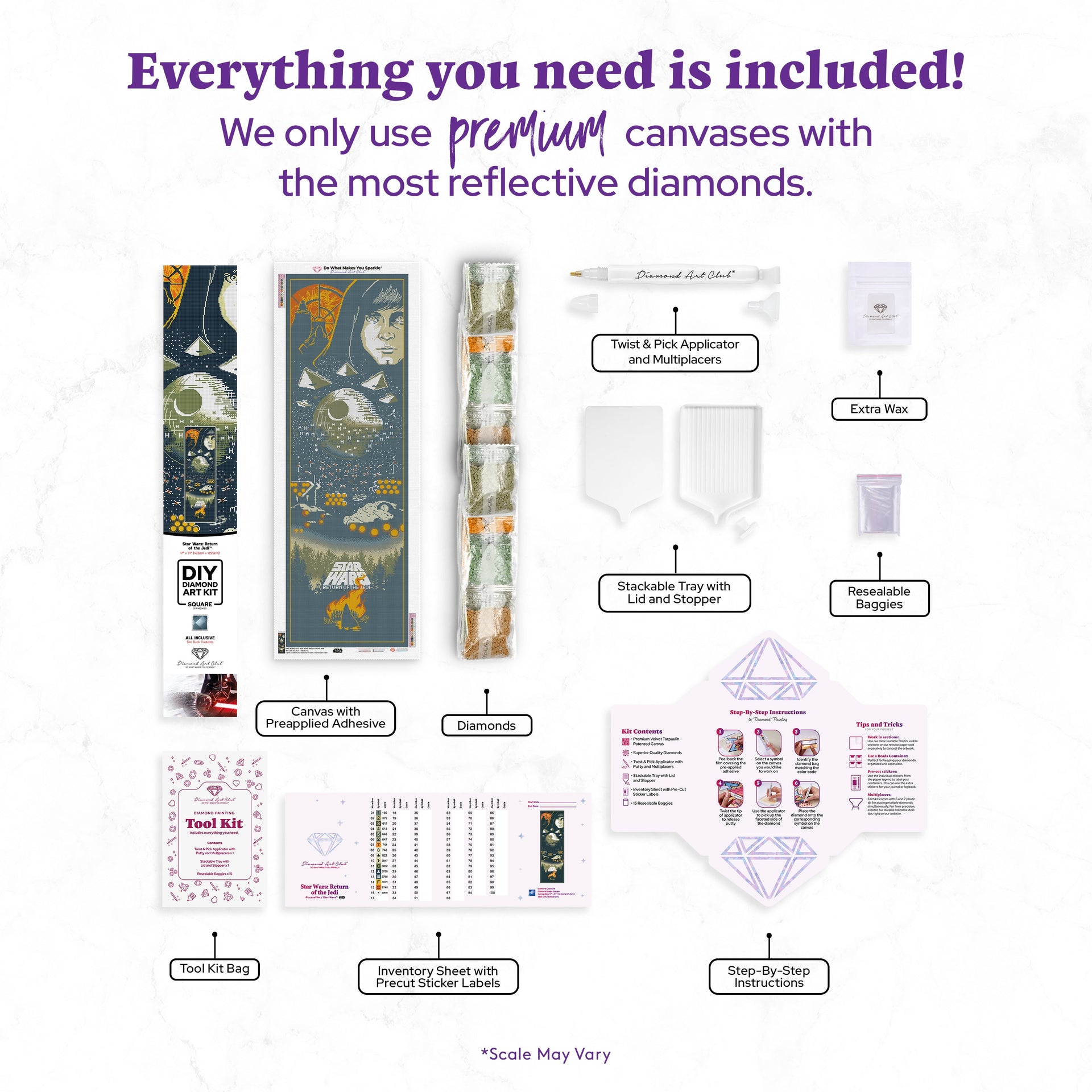 Diamond Painting Star Wars™: Return of the Jedi 17" x 51" (42.8cm x 129.5cm) / Square with 16 Colors including 1 AB and 2 Fairy Dust Diamonds / 89,440