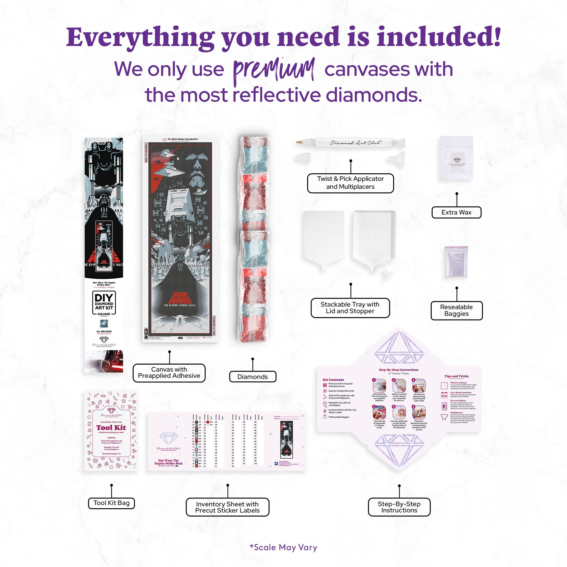 Diamond Painting Star Wars™: The Empire Strikes Back 17" x 51" (42.8cm x 129.5cm) / Square with 19 Colors including 1 AB and 2 Fairy Dust Diamonds / 89,440