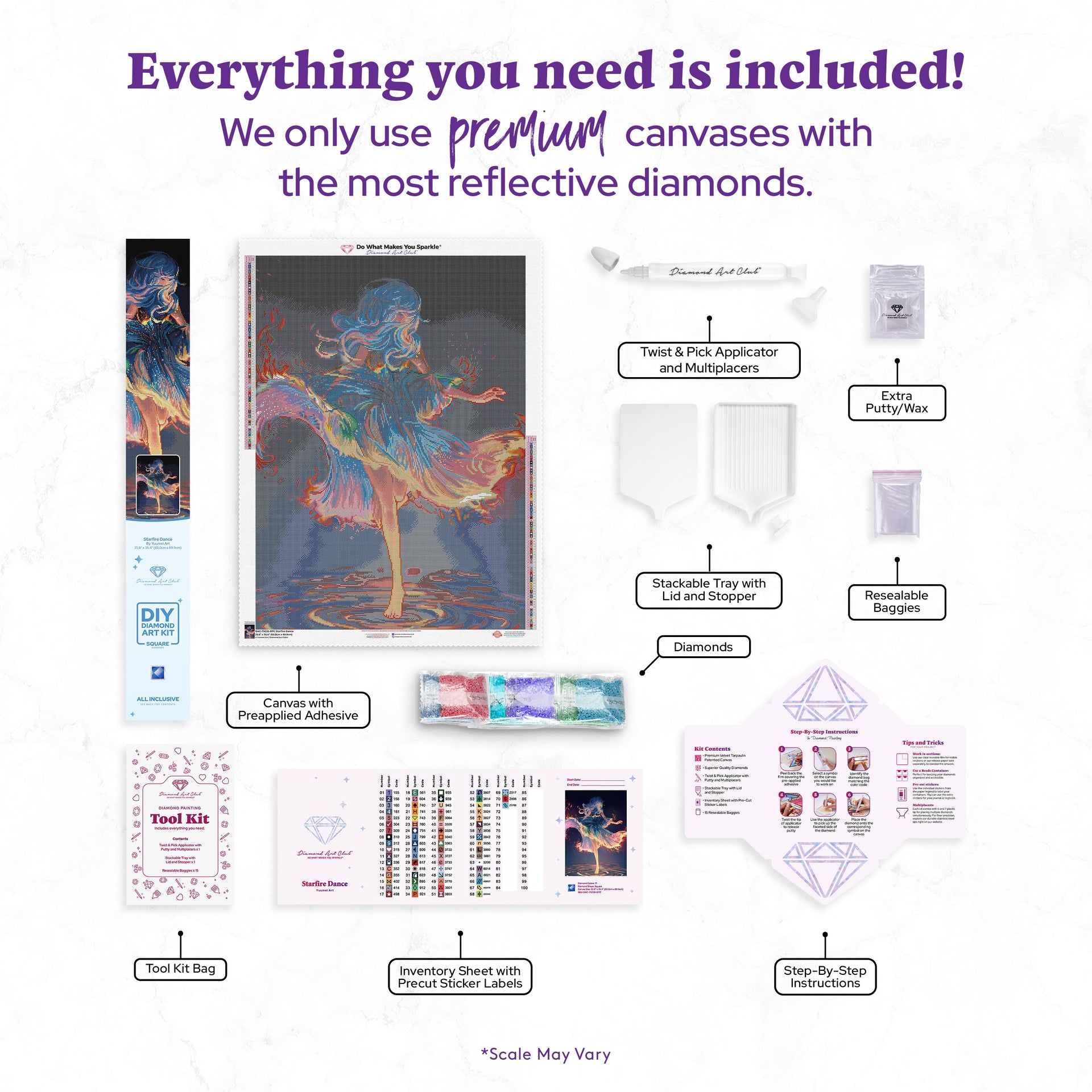 Diamond Painting Starfire Dance 25.6" x 35.4" (65cm x 89.9cm) / Square with 71 Colors including 3 ABs and 3 Fairy Dust Diamonds / 94,221