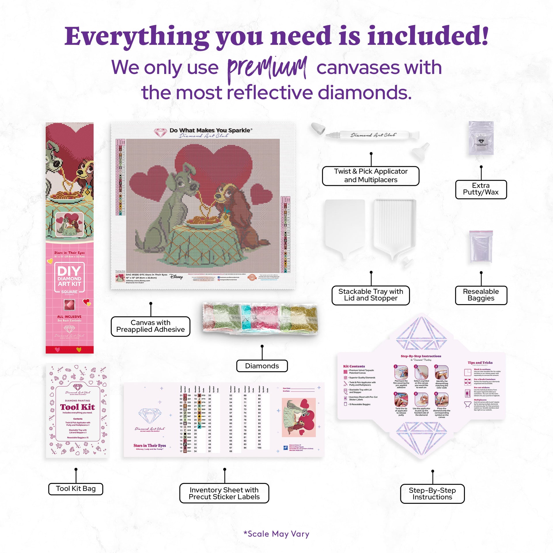 Diamond Painting Stars in Their Eyes 15" x 13" (37.8cm x 32.9cm) / Square with 27 Colors including 1 AB and 3 Fairy Dust Diamonds / 20,064