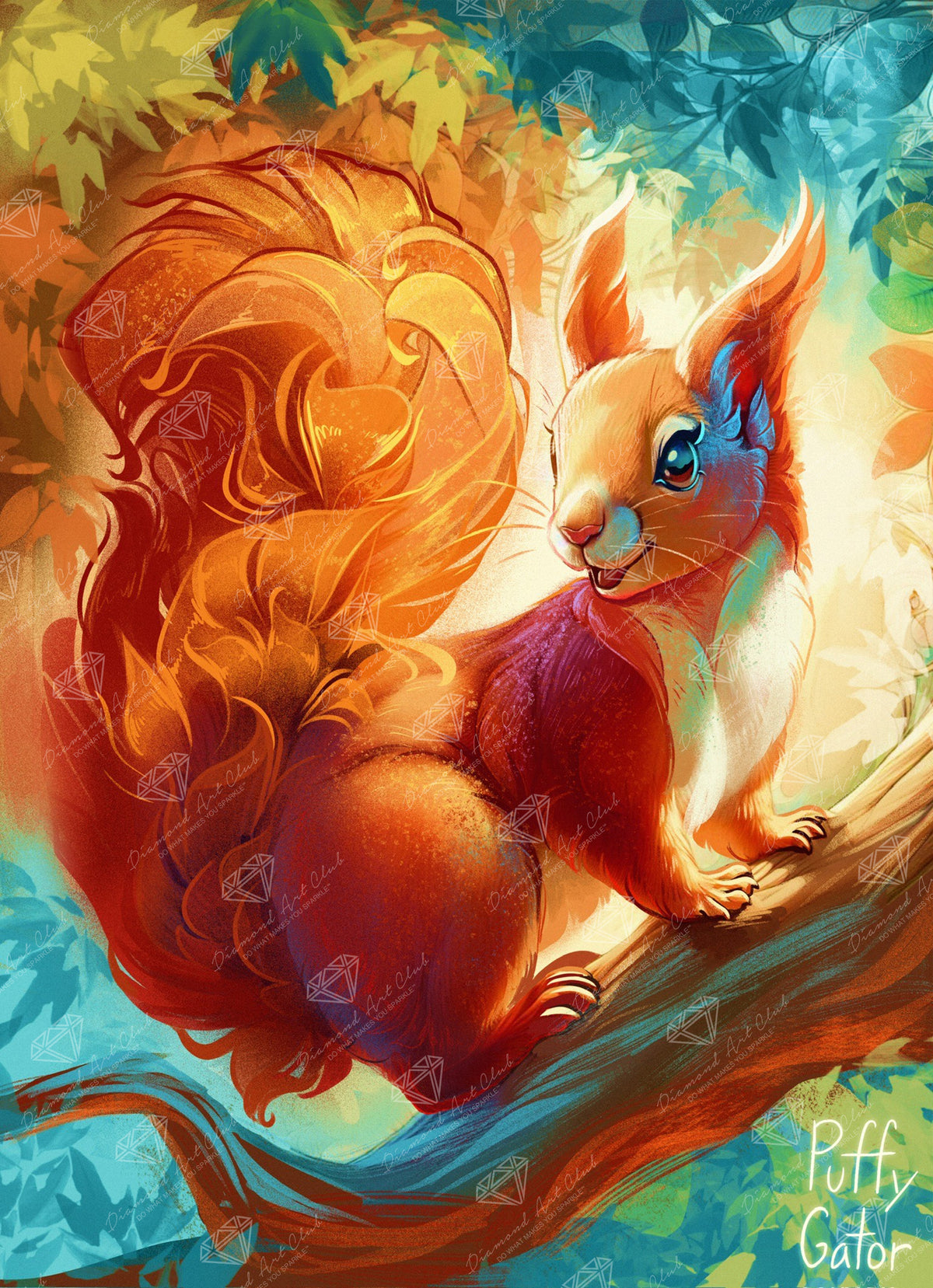 Diamond Painting Sunbeam the Squirrel 17" x 23" (42.7cm x 58.9cm) / Round With 47 Colors Including 3 ABs and 3 Fairy Dust Diamonds / 33,170
