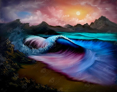 Diamond Painting Sunset at Breakers Bay 28" x 22" (70.7cm x 55.6cm) / Round with 56 Colors including 2 ABs and 2 Fairy Dust Diamonds / 51,914