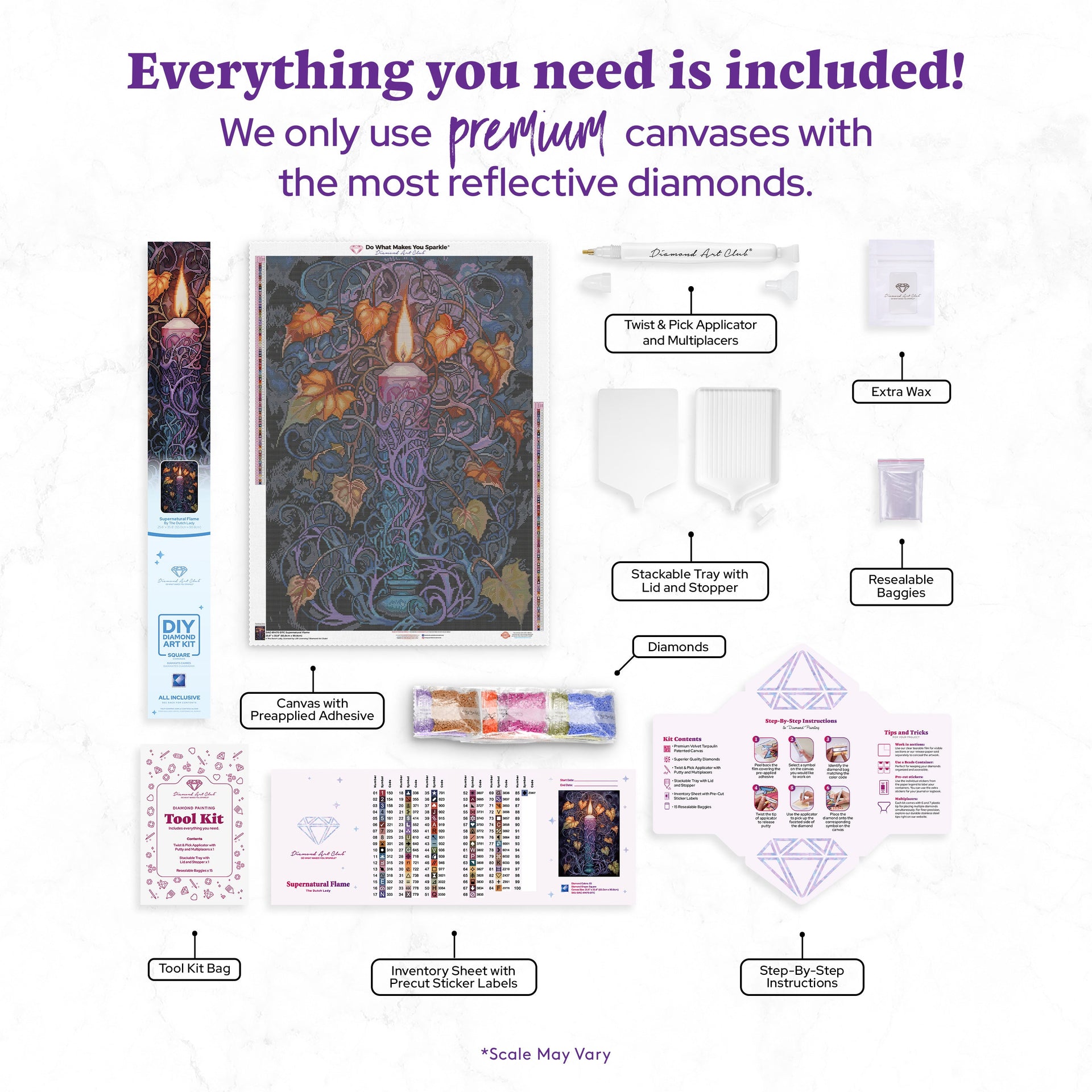 Diamond Painting Supernatural Flame 25.6" x 35.8" (65cm x 90.8cm) / Square with 85 Colors including 5 Fairy Dust Diamonds / 95,265