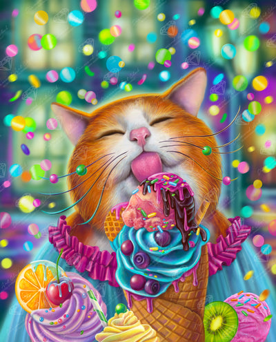 Diamond Painting Sweet Cat 22" x 27" (55.6cm x 68.8cm) / Round with 56 Colors including 3 ABs and 4 Fairy Dust Diamonds / 50,500