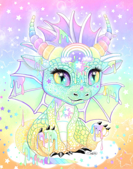 Diamond Painting Sweet Pastel Lil Dragonz 22" x 28" (55.6cm x 70.7cm) / Round with 48 Colors including 1 AB and 3 Fairy Dust Diamonds / 51,914