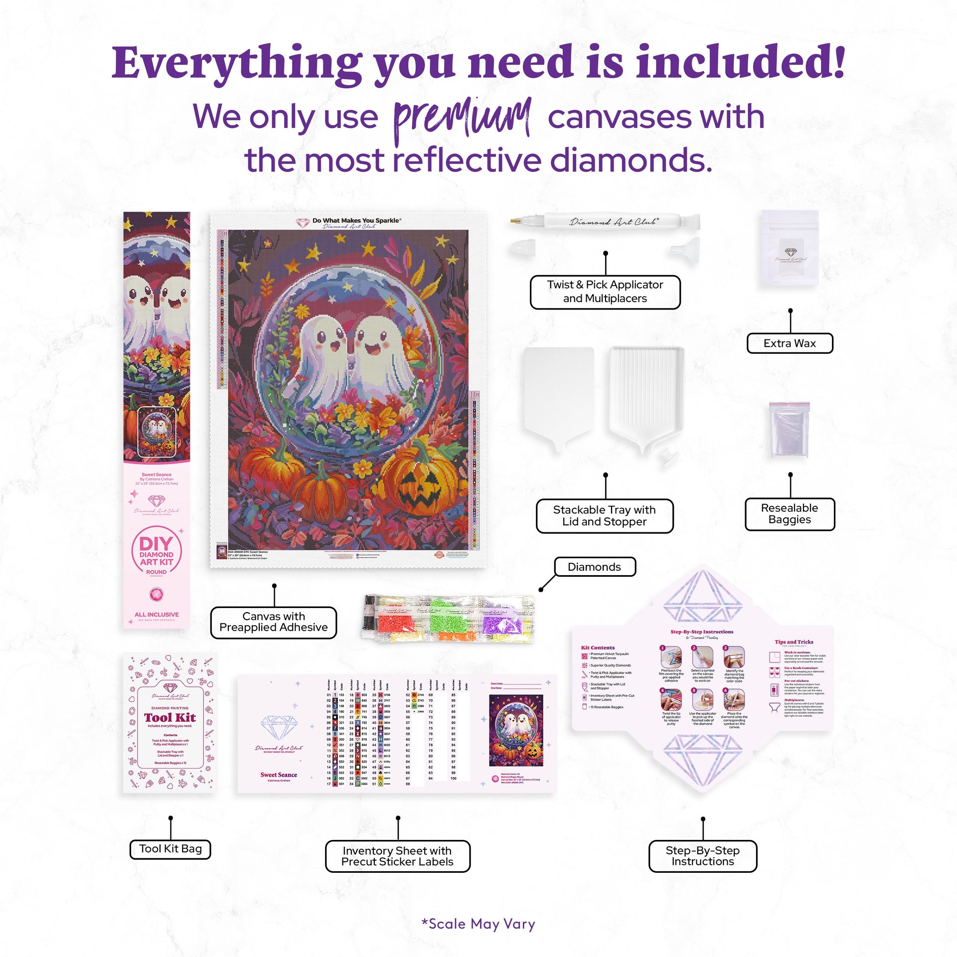Diamond Painting Sweet Seance 22" x 29" (55.6cm x 73.7cm) / Round with 55 Colors including 4 ABs and 4 Fairy Dust Diamonds / 54,136