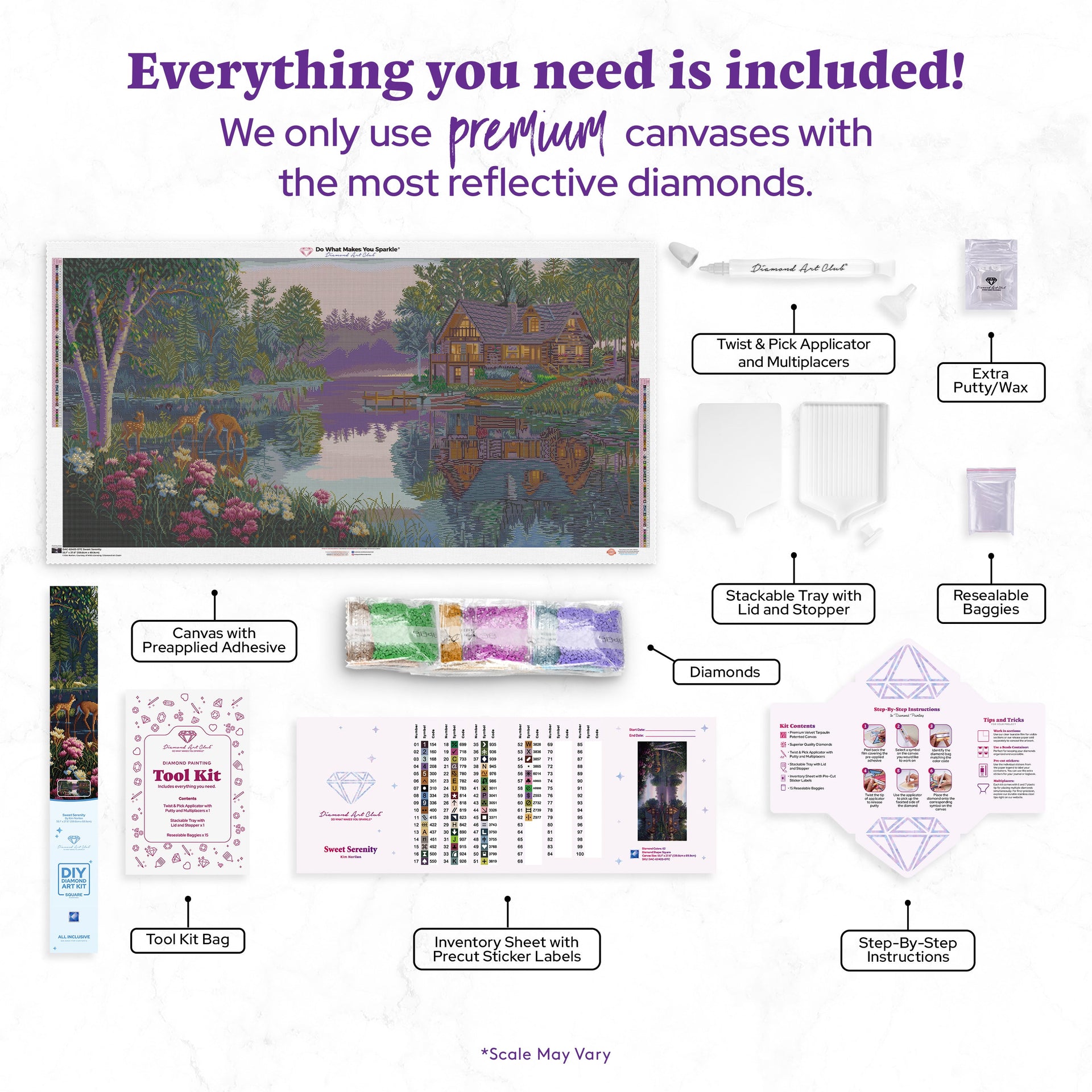 Diamond Painting Sweet Serenity 55.1" x 27.6" (139.8cm x 69.9cm) / Square With 62 Colors Including 2 ABs and 4 Fairy Dust Diamonds / 157,922