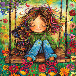 Diamond Painting Swinging Spring 22" x 22" (55.8cm x 55.8cm) / Square with 95 Colors including 2 ABs and 4 Fairy Dust Diamonds / 50,176