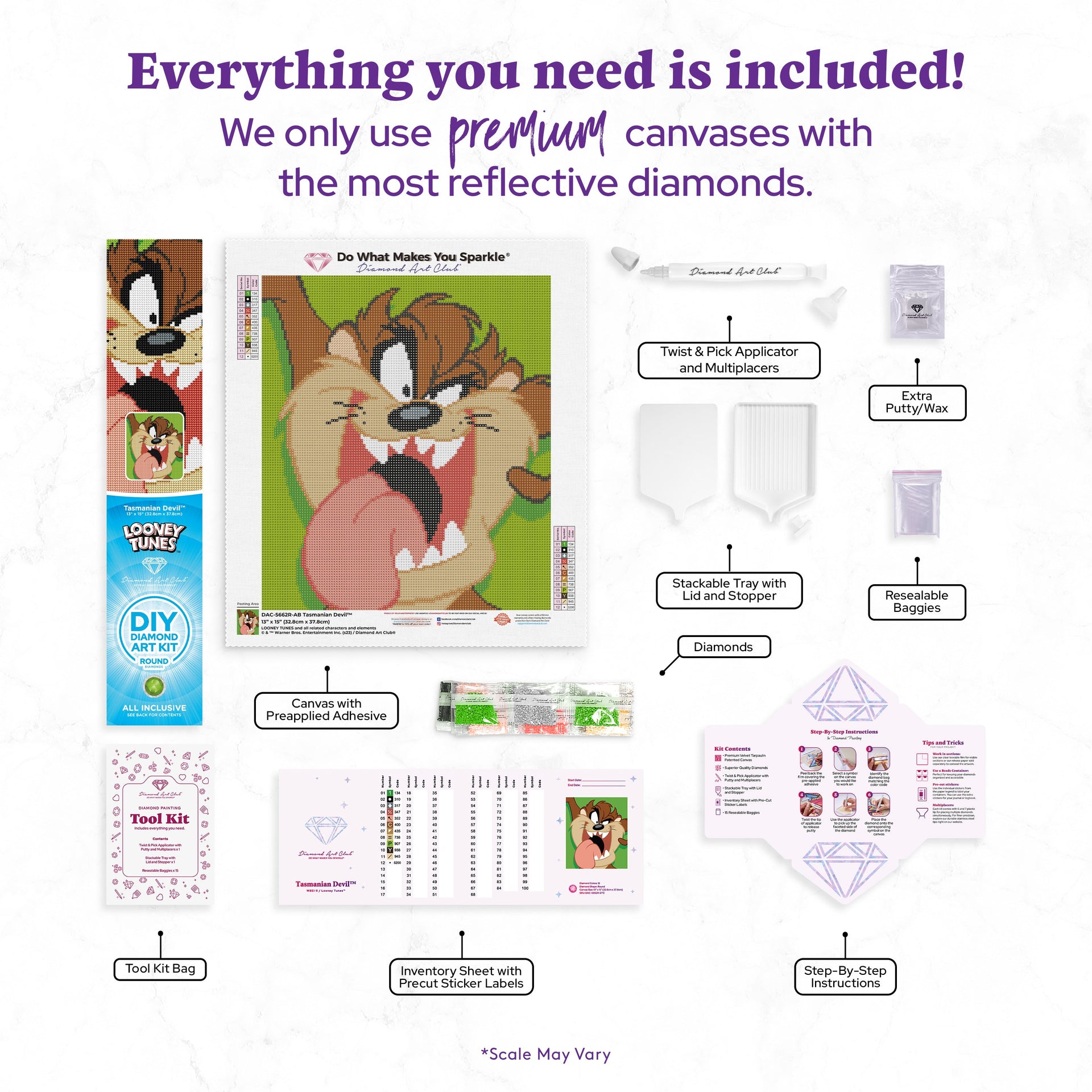 Diamond Painting Tasmanian Devil™ 13" x 15" (32.8cm x 37.8cm) / Round With 12 Colors Including 1 ABs / 15,795