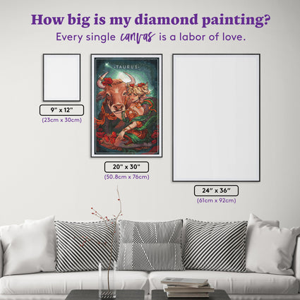 Diamond Painting Taurus - CB 20" x 30" (50.8cm x 76cm) / Square with 63 Colors including 2 ABs, 4 Fairy Dust Diamonds and 1 Iridescent Diamond / 62,220