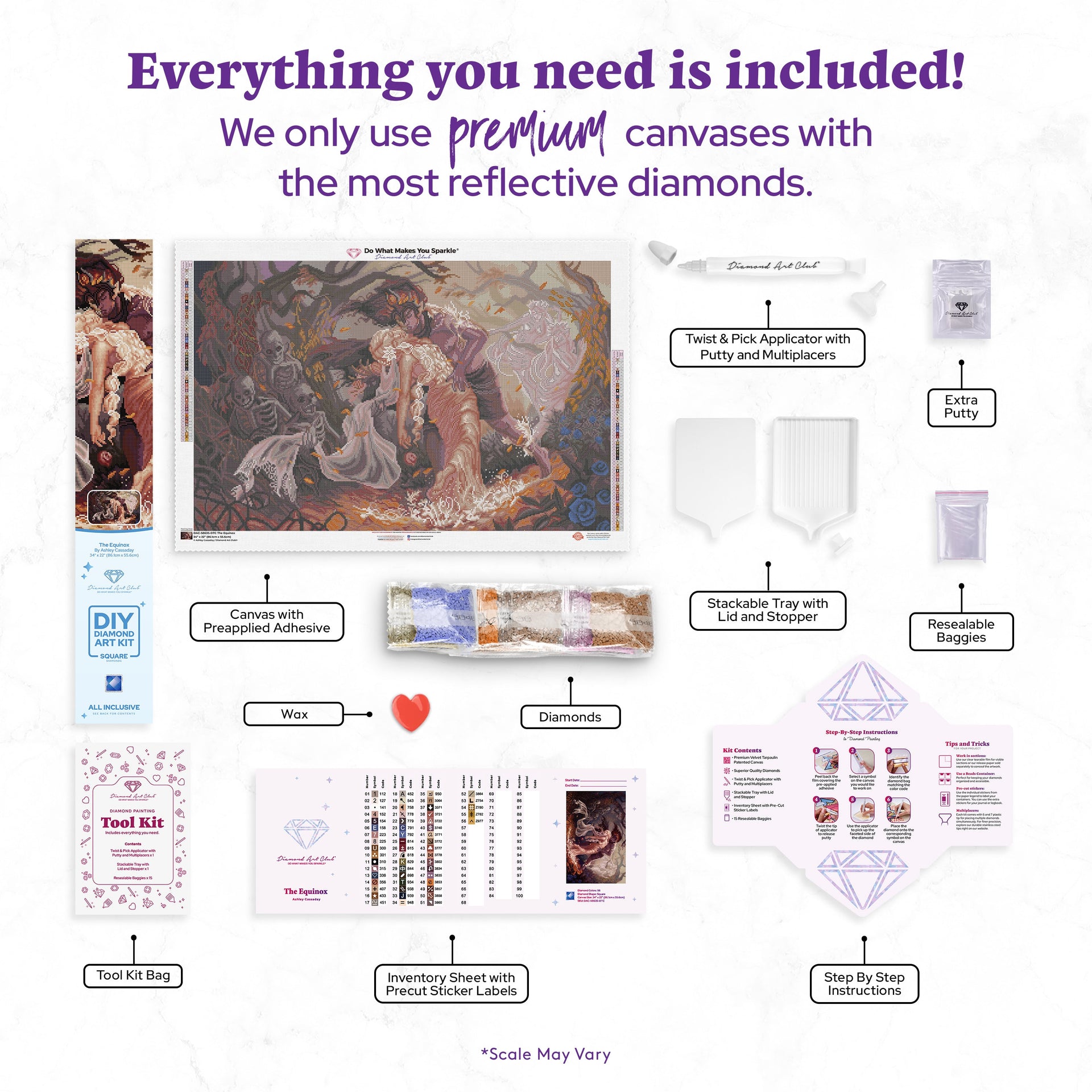 Diamond Painting The Equinox 34" x 22" (86.1cm x 55.6cm) / Square with 56 Colors including 3 ABs and 4 Fairy Dust Diamonds / 77,158