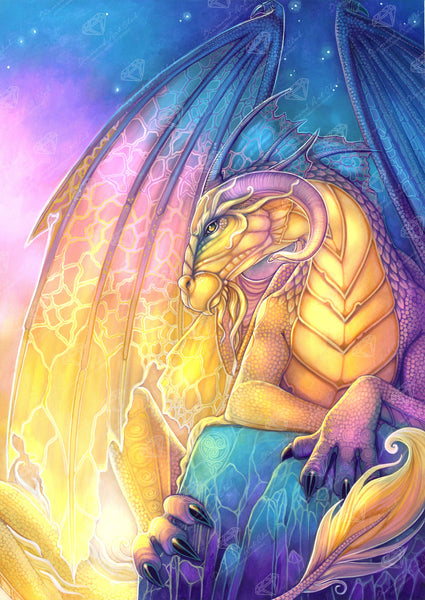 Diamond Painting The First Dragon 22" x 31" (55.8cm x 78.7cm) / Square With 55 Colors Including 2 ABs and 2 Fairy Dust Diamonds / 70,784