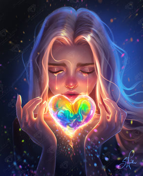 Diamond Painting The Giver’s Heart 22" x 27" (55.6cm x 68.8cm) / Round with 71 Colors including 3 ABs and 2 Iridescent Diamonds and 3 Fairy Dust Diamonds / 50,500