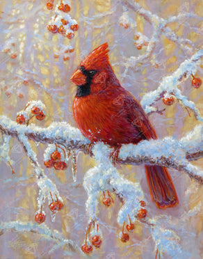 Diamond Painting The Joy of Winter Cardinal 22" x 28" (55.6cm x 70.7cm) / Round with 71 Colors including 1 AB and 3 Fairy Dust Diamonds / 51,914