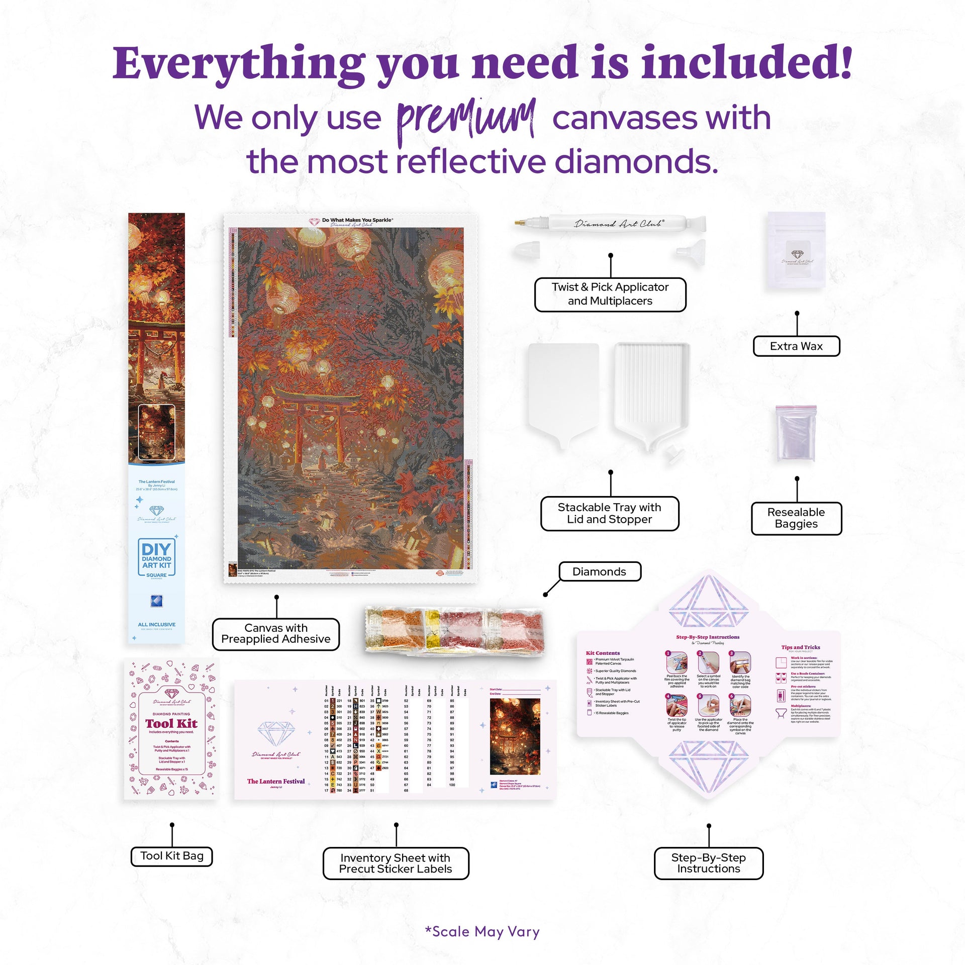 Diamond Painting The Lantern Festival 25.6" x 38.6" (65cm x 97.8cm) / Square with 47 Colors including 2 ABs and 3 Fairy Dust Diamonds / 102,573