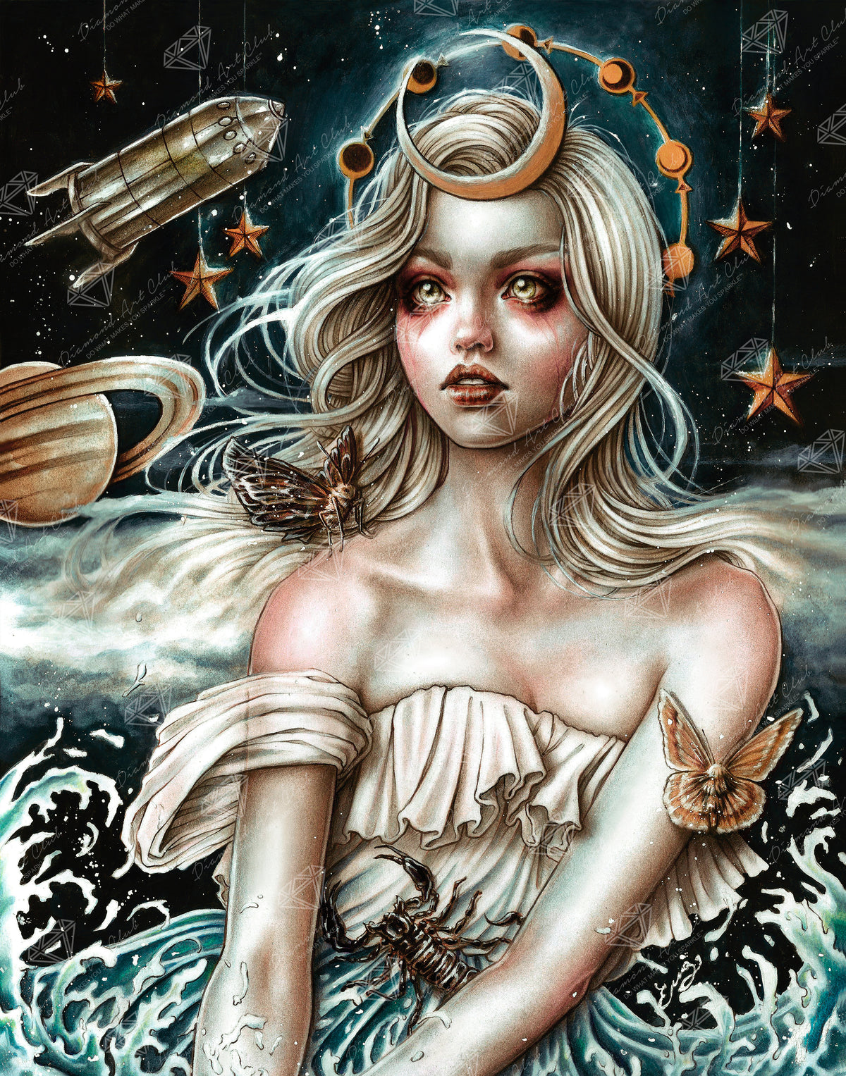 Diamond Painting The Moon Tarot Astral 22" x 28" (55.6cm x 70.7cm) / Round with 75 Colors including 2 ABs and 3 Fairy Dust Diamonds / 51,914
